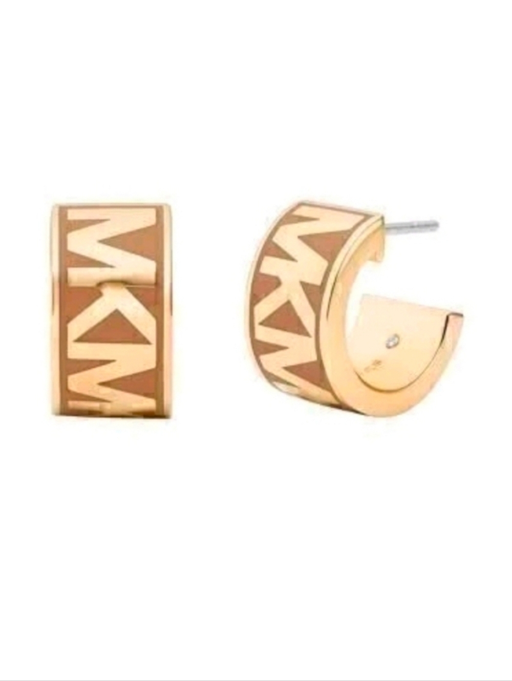 Michael Kors Gold and Brown Hoop Earrings
